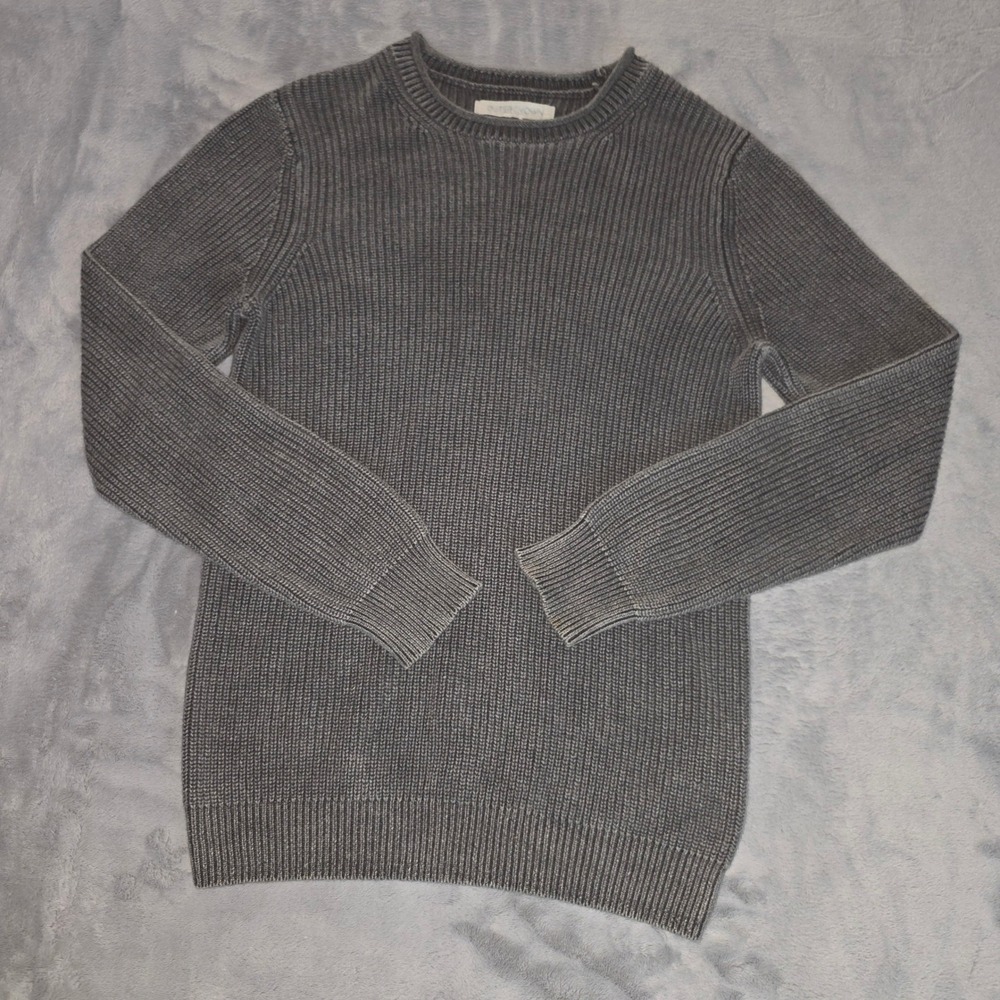 Outerknown Fisherman Sweater Charcoal Gray Organic Cotton Ribbed Knit Small